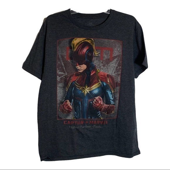 CAPTAIN MARVEL t-shirt size large gray - Picture 1 of 6